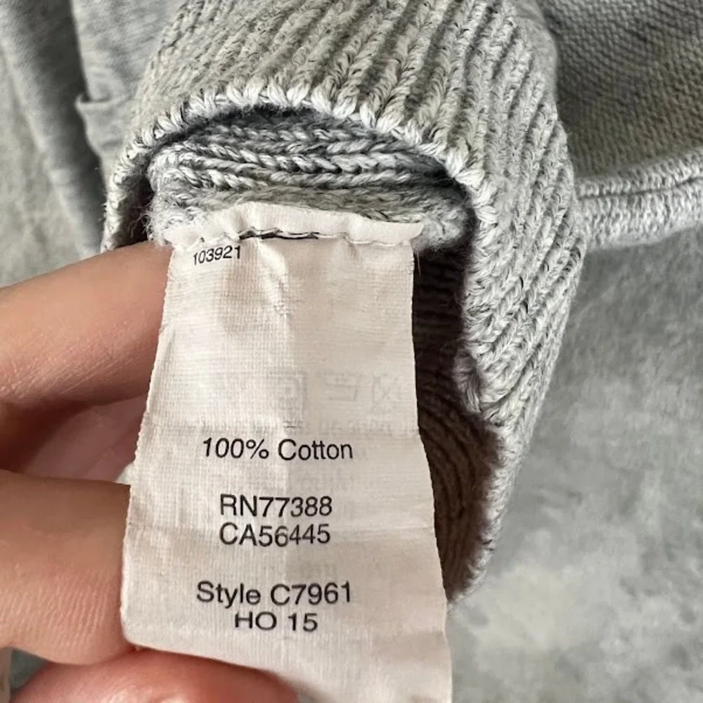 J Crew Shawl Neck Cardigan Sweater Mens L Grey Cotton ClassicPreppy Academia